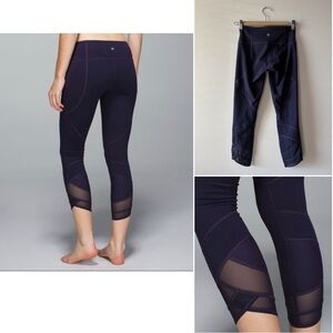 Sz4 Lululemon Emerge Renewed Crop *Full-On Luon 
Shine Dot Black Grape